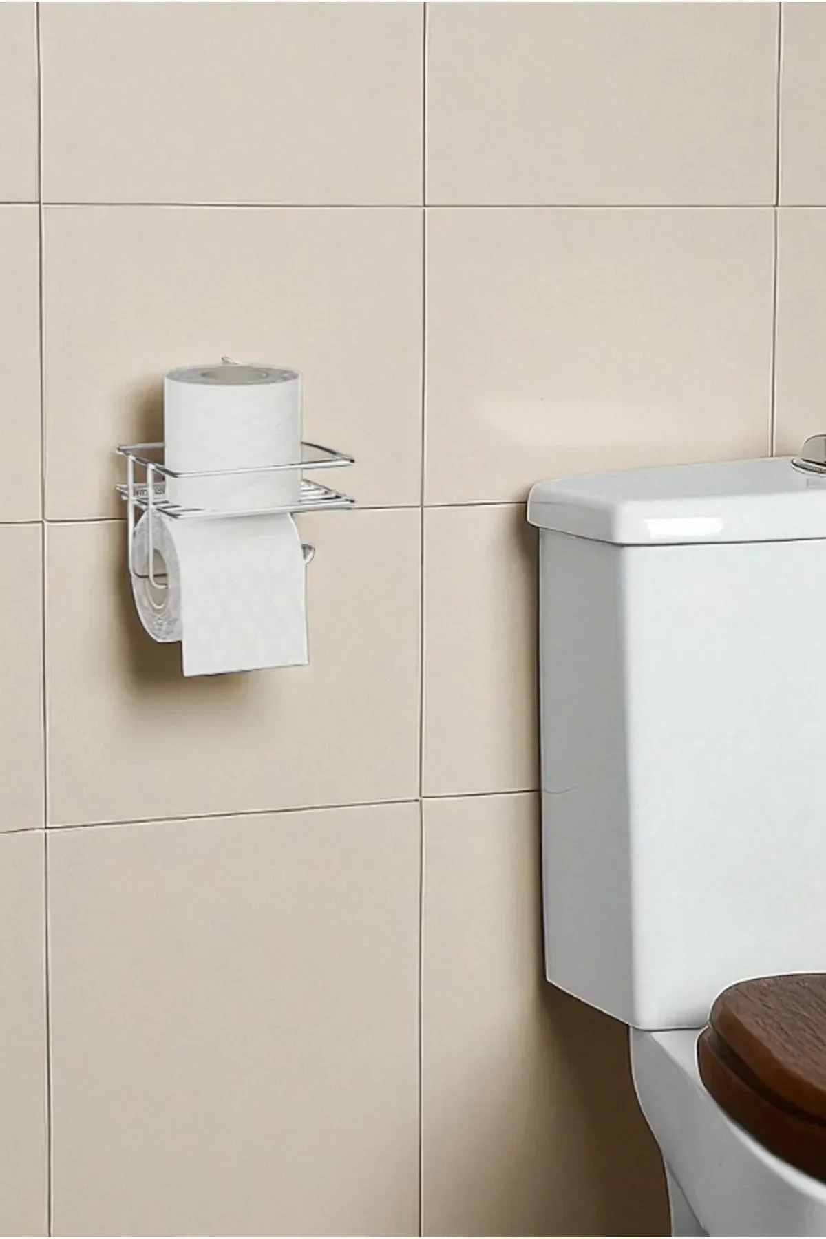 Yapışkanlı Yedekli Tuvalet Kağıtlığı | Krom Kaplama WC Kağıdı Askısı - Görsel 5
