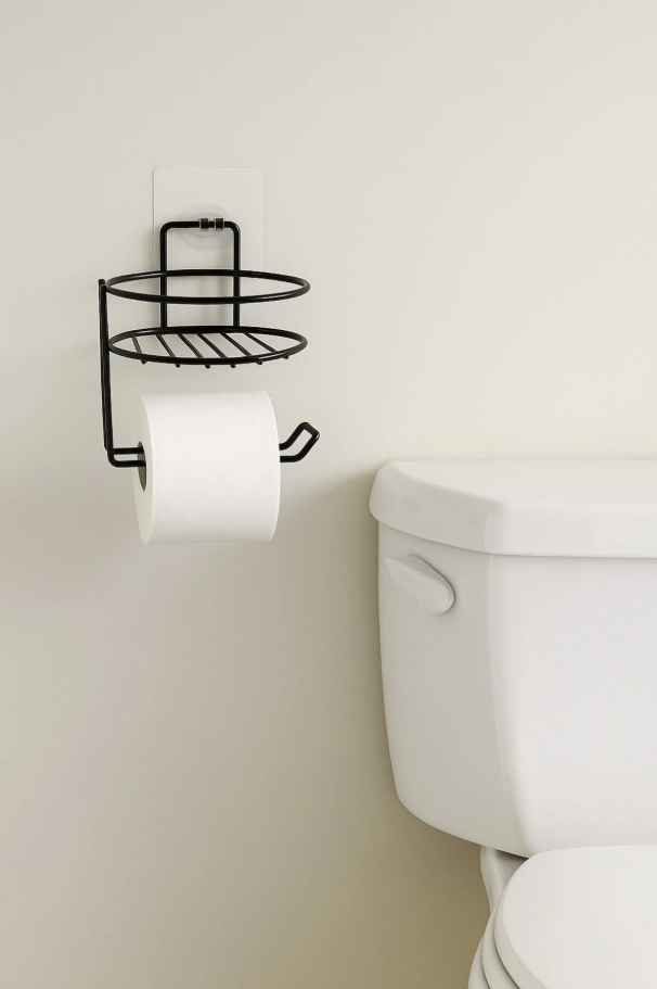 Yuvarlak Yapışkanlı Tuvalet Kağıdı Askısı, Kolay Montajlı WC Kağıtlığı Peçeteliği Tutacağı Askılığı - Görsel 3