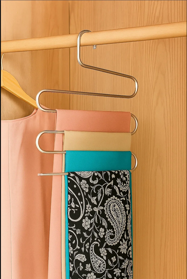 5 Katlı Bölmeli Şal, Eşarp, Pantolon Askısı, Metal Elbise Fular Gardrop Düzenleyici Organizer - Görsel 2