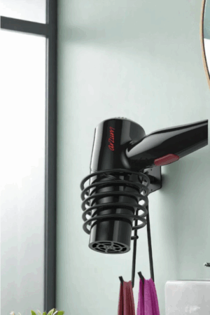 Alternative view of Yapışkanlı Banyo Saç Kurutma Makinesi Askısı | Siyah Fön Makinesi Tutucu Aparatı Askılığı