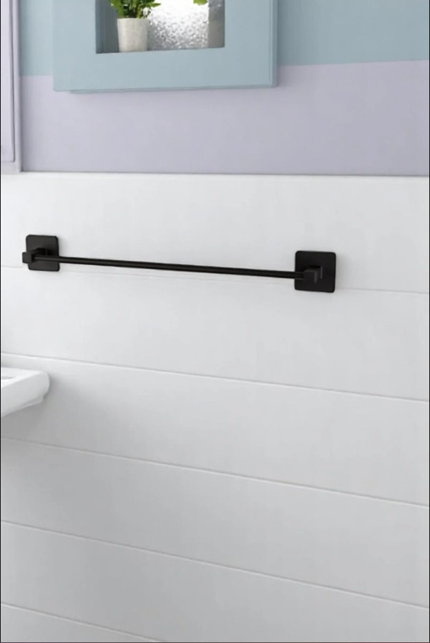 Havlu Askılığı Düzenleyici Organizer | Yapışkanlı Siyah Havluluk Banyo Askısı - Görsel 3