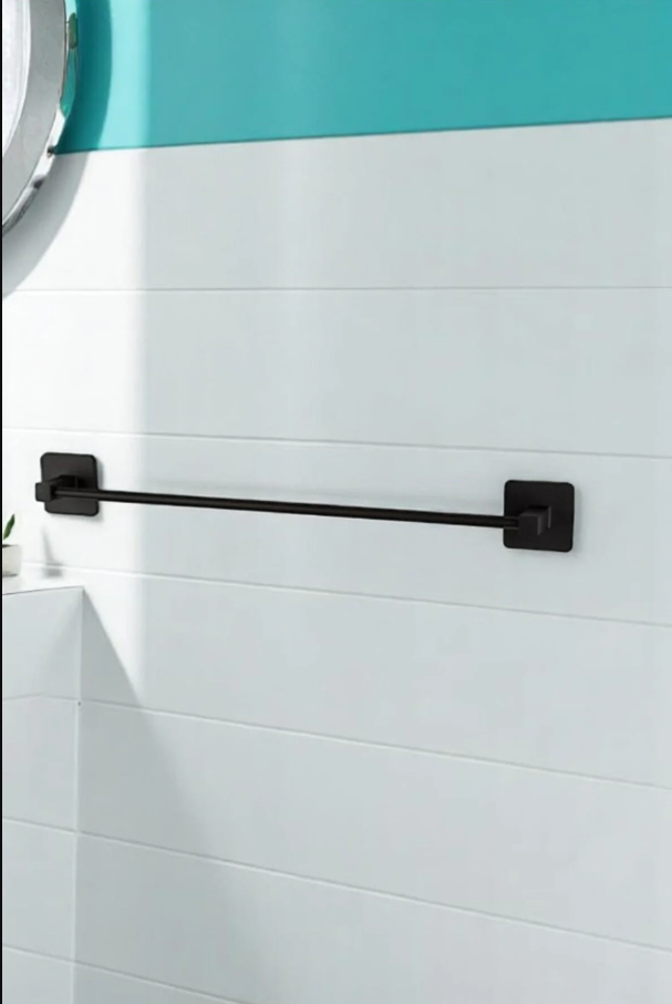 Havlu Askılığı Düzenleyici Organizer | Yapışkanlı Siyah Havluluk Banyo Askısı - Görsel 4