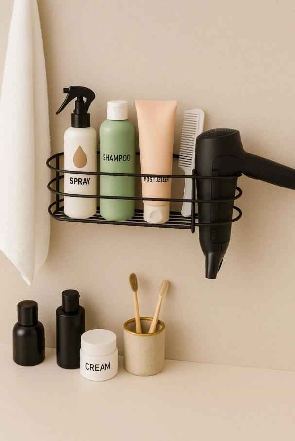 Yapışkanlı Fon Makinesi Organizeri | Duvara Monte Hazneli Banyo Düzenleyici