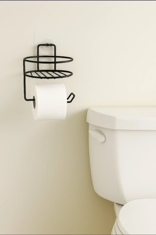 Yuvarlak Yapışkanlı Tuvalet Kağıdı Askısı, Kolay Montajlı WC Kağıtlığı Peçeteliği Tutacağı Askılığı - Görsel 4