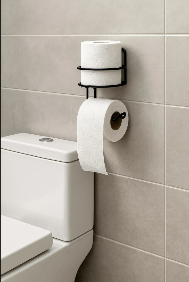 Yuvarlak Yapışkanlı Tuvalet Kağıdı Askısı, Kolay Montajlı WC Kağıtlığı Peçeteliği Tutacağı Askılığı